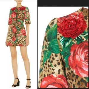 D&G A-Line Floral Leopard Jacquard Dress size 36